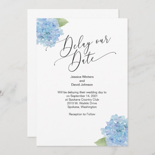 Uitnodiging voor bloemstuk met Hydrangea 'Delay ou (Voorkant / Achterkant)