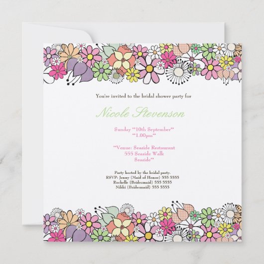 Uitnodiging voor bloesems Custom Bridal Shower (Achterkant)