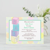 Uitnodiging voor blokkering baby shower (Staand voorkant)