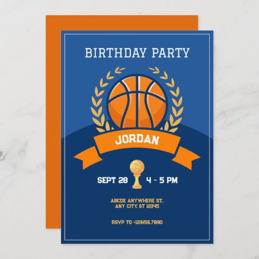 Uitnodiging voor Blue Basketball Trophy (Voorkant / Achterkant)