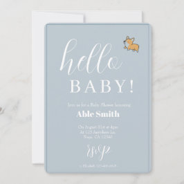 Uitnodiging voor Blue Boy Corgi Baby Shower