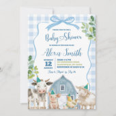 Uitnodiging voor Blue Boy Farm baby shower (Voorkant)