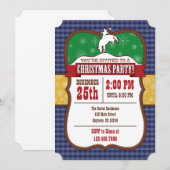 Uitnodiging voor Blue Cowboy Kerstfeest (Voorkant / Achterkant)