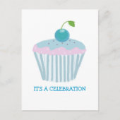 Uitnodiging voor Blue Cupcake Party (Voorkant)