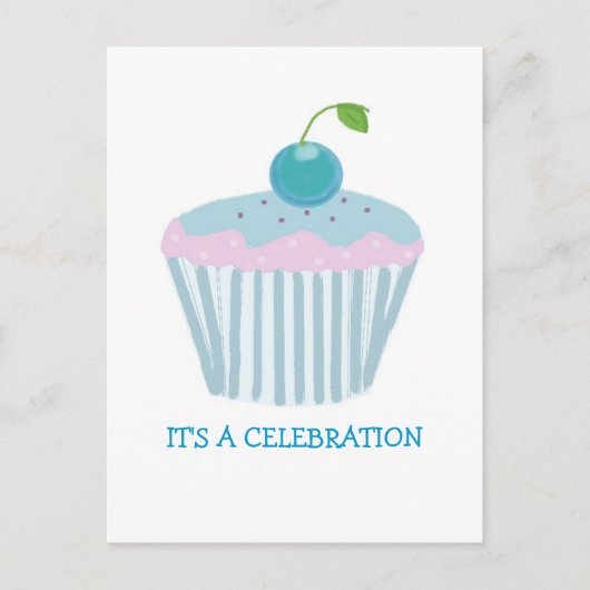 Uitnodiging voor Blue Cupcake Party (Voorkant)