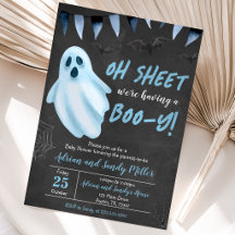 Uitnodiging voor Blue Ghost Halloween Baby Shower
