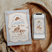 Uitnodiging voor Blue Gingham Rope Rodeo