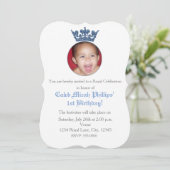 Uitnodiging voor Blue Glitter Crown Royal verjaard (Staand voorkant)