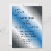 Uitnodiging voor Blue Grey Pixel Party (Voorkant)