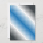 Uitnodiging voor Blue Grey Pixel Party (Achterkant)