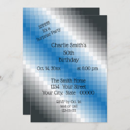 Uitnodiging voor Blue Grey Pixel Party