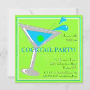Uitnodiging voor Blue Martini Cocktailparty