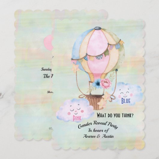 Uitnodiging voor Blue or Pink Geslacht Reveal Fees (Voorkant / Achterkant)
