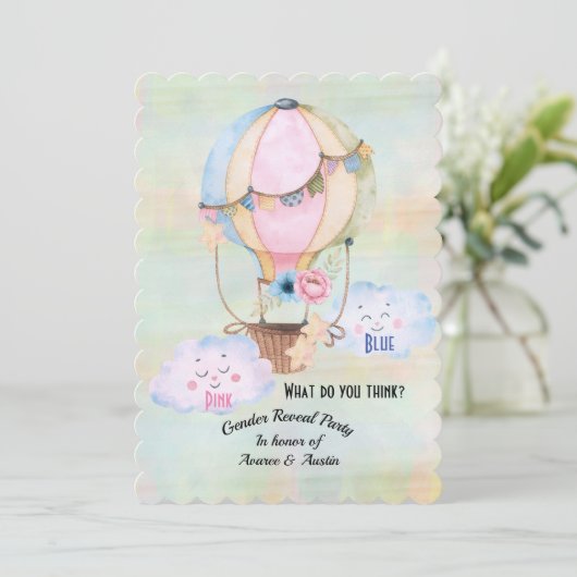 Uitnodiging voor Blue or Pink Geslacht Reveal Fees (Staand voorkant)