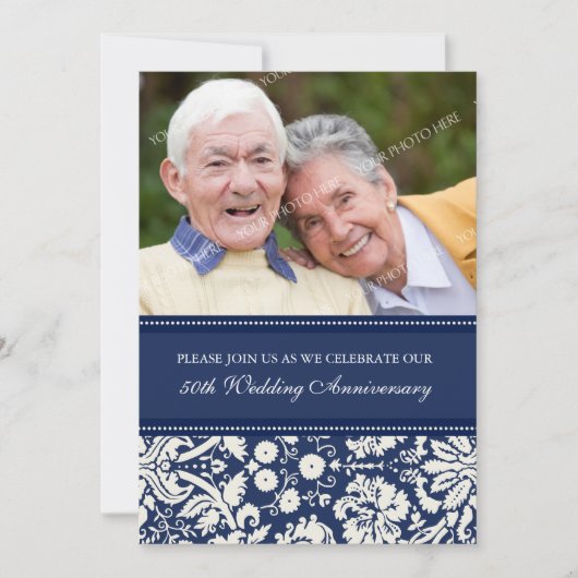 Uitnodiging voor Blue Photo 50th Anniversary Party (Voorkant)