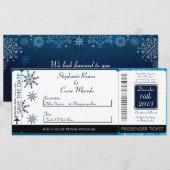 Uitnodiging voor Blue Stars Boarding Pass Trouwfee (Voorkant / Achterkant)