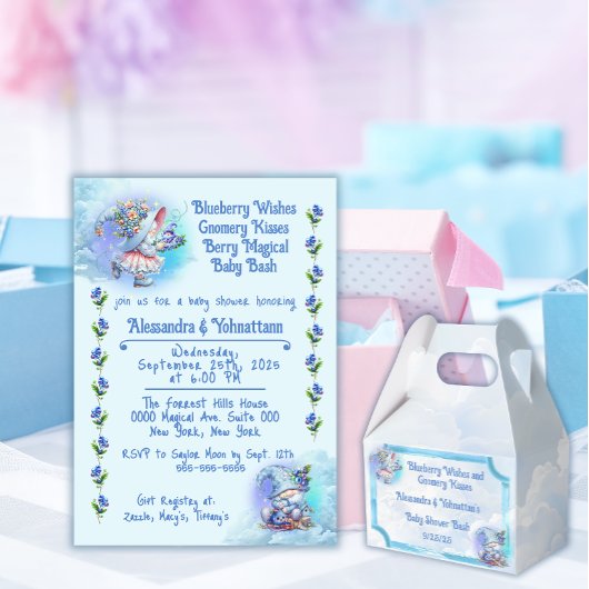 Uitnodiging voor Blueberry en Gnome Baby Shower