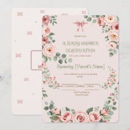 Uitnodiging voor Blush Bow Coquette Baby Shower