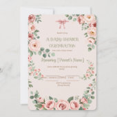 Uitnodiging voor Blush Bow Coquette Baby Shower (Voorkant)