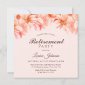 Uitnodiging voor Blush Pink Floral Retirement Part (Voorkant)