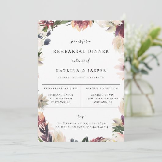 Uitnodiging voor Blush Plum Bloemstuk Proefavond D (Staand voorkant)