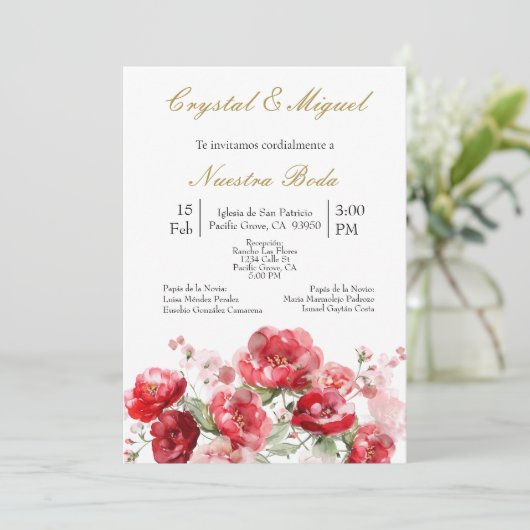 Uitnodiging voor Boda con Ramo (Staand voorkant)