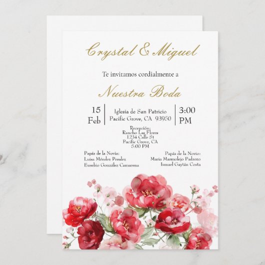 Uitnodiging voor Boda con Ramo (Voorkant / Achterkant)