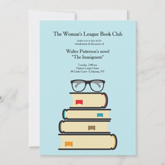 Uitnodiging voor boekenclub (klik op achtergrondkl (Voorkant)