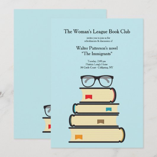 Uitnodiging voor boekenclub (klik op achtergrondkl (Voorkant / Achterkant)