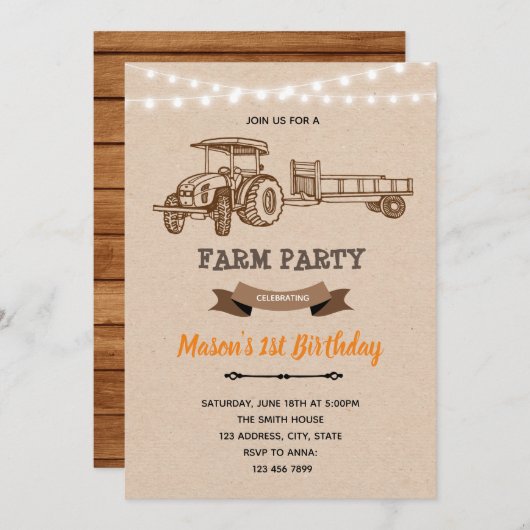 Uitnodiging voor boerderij van  trekkers (Voorkant / Achterkant)