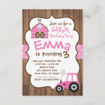 Uitnodiging voor boerderijen, Roze tuin en tractor