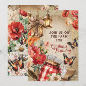 Uitnodiging voor boerenland chic feest (Voorkant / Achterkant)