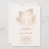 uitnodiging voor Boho Pampas Baptism (Voorkant)