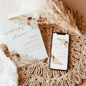 Uitnodiging voor Boho-terracotta-pampagras-bruidsf