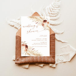 Uitnodiging voor Boho-terracotta-pampasgras-bruilo