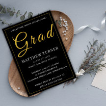 Uitnodiging voor Bold Black Gold Grad-feest
