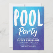 Uitnodiging voor Bold Blue Pool Party (Voorkant)