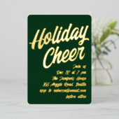 Uitnodiging voor Bold Gold Holiday Cheer-feestje (Staand Voorkant)