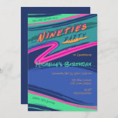 Uitnodiging voor Bold Nineties-feest (Voorkant / Achterkant)