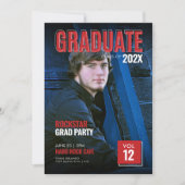 Uitnodiging voor Bold Red Magazine Cover Grad-fees (Voorkant)