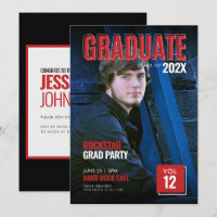 Uitnodiging voor Bold Red Magazine Cover Grad-fees