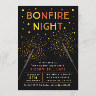 Uitnodiging voor Bonfire Night-feest