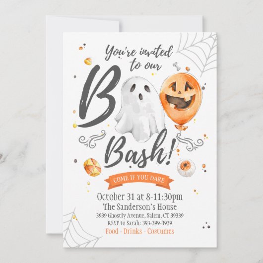 Uitnodiging voor Boo Bash, Halloween uitnodiging (Voorkant)