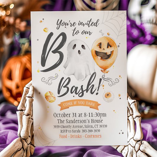 Uitnodiging voor Boo Bash, Halloween uitnodiging