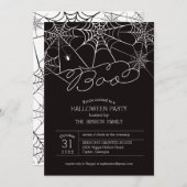 Uitnodiging voor Boo Spider Web Halloween-feestje (Voorkant / Achterkant)