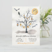 Uitnodiging voor boomstammen van Halloween (Staand voorkant)