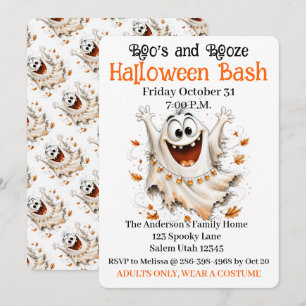 Uitnodiging voor Boo's & Booze Halloween-feest