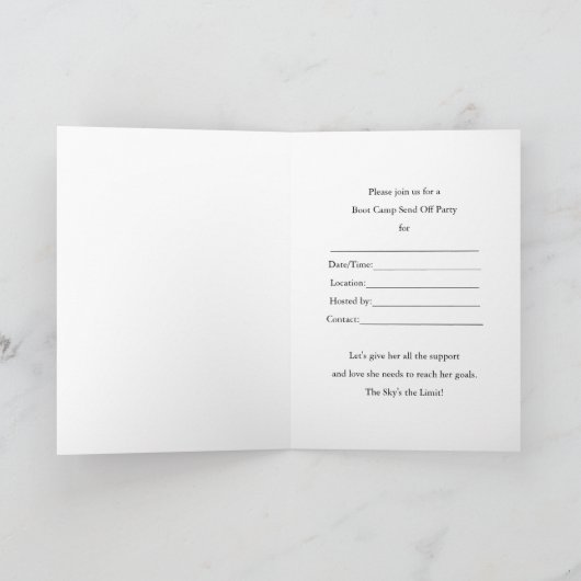 Uitnodiging voor Boot Camp Send Off Party voor Vro (Binnen)