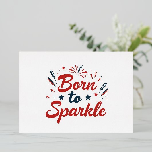 Uitnodiging voor Born to Sparkle 4 juli-feest (Staand Voorkant)