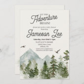 Uitnodiging voor bos-babyfeestje (Voorkant / Achterkant)